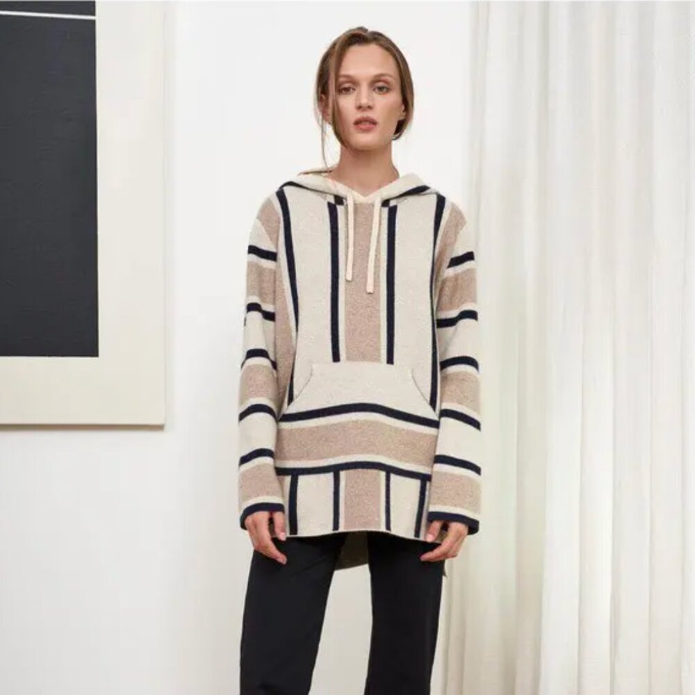 La Ligne Baja Striped Cashmere Hoodie - M